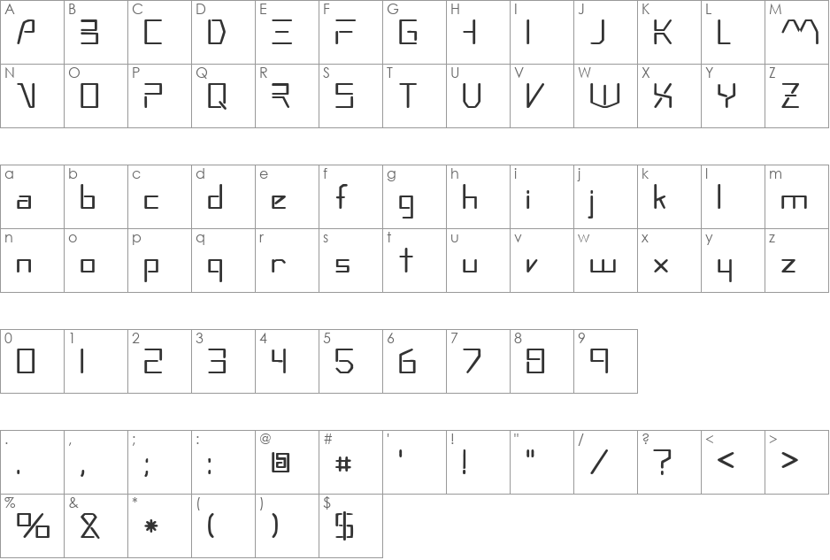 Moonwalker font character map preview