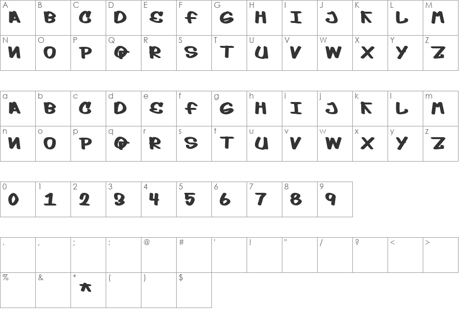 Mop Top font character map preview