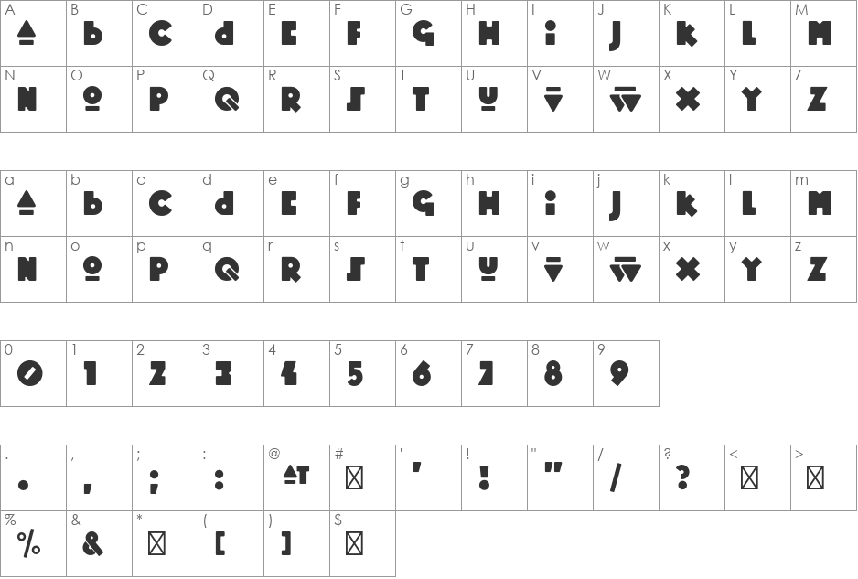 Mopster font character map preview