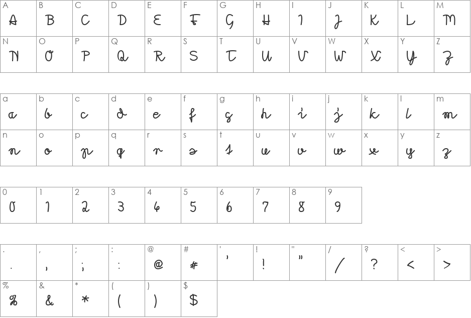 Morado Felt font character map preview