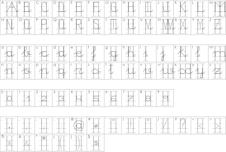 Morasoft9 font character map preview