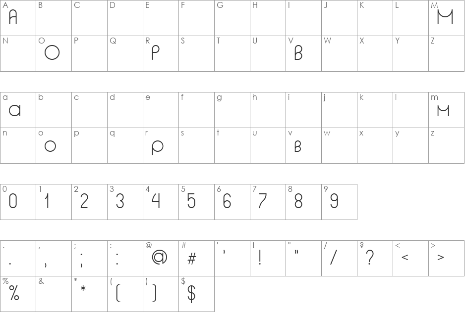 MORAVA font character map preview