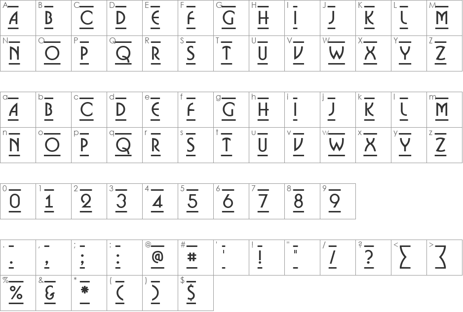 a_BosaNovaDcFr font character map preview