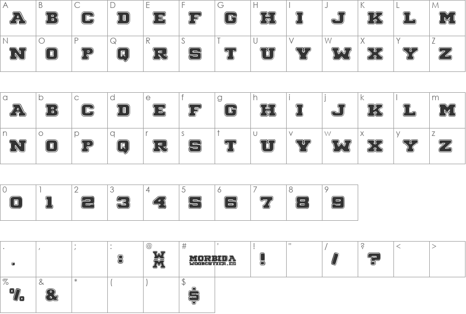 MORBIDA font character map preview