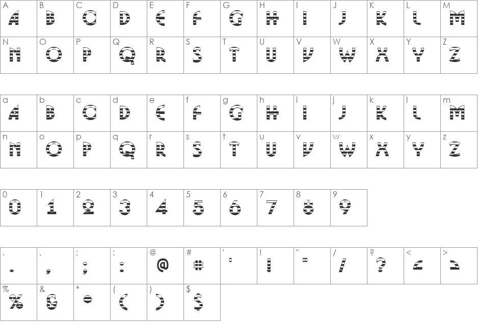 a_BosaNovaGdStr font character map preview