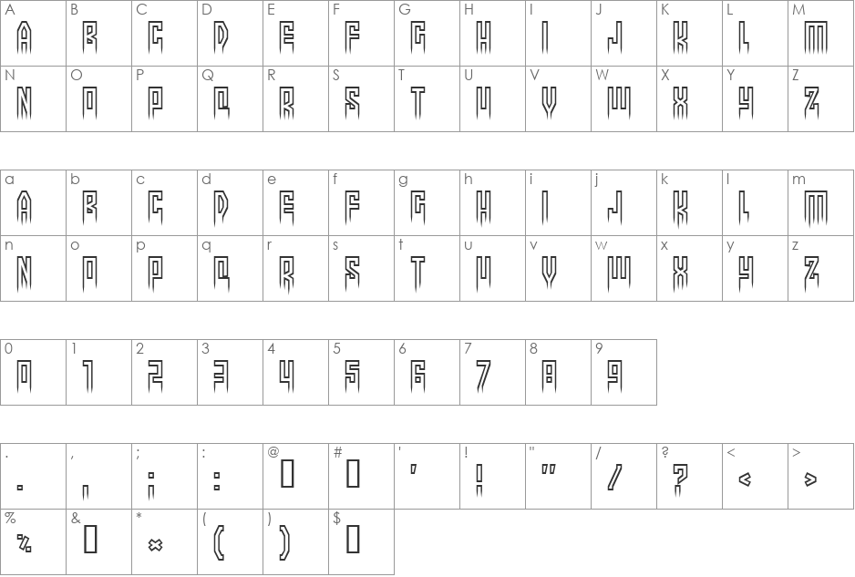 More than human font character map preview