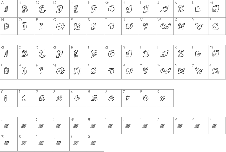 MoreDimension font character map preview