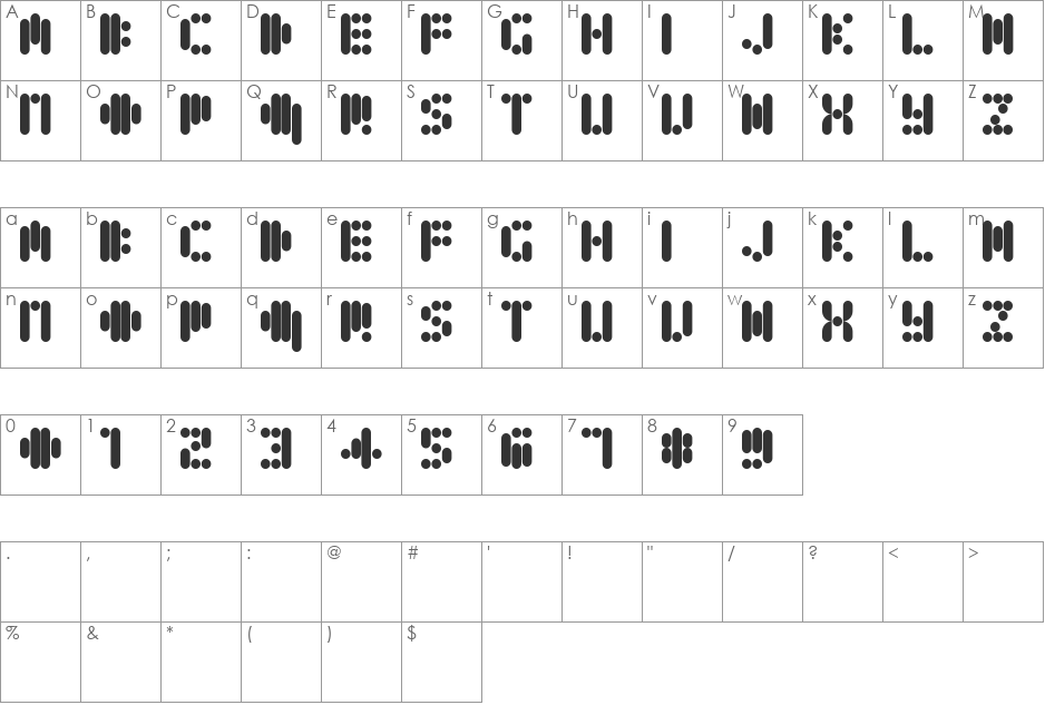 MoreFour v2 font character map preview