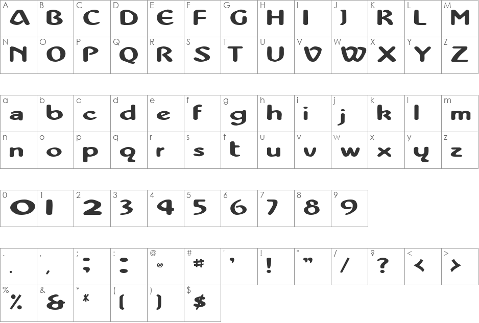 MorEhouseType97 font character map preview