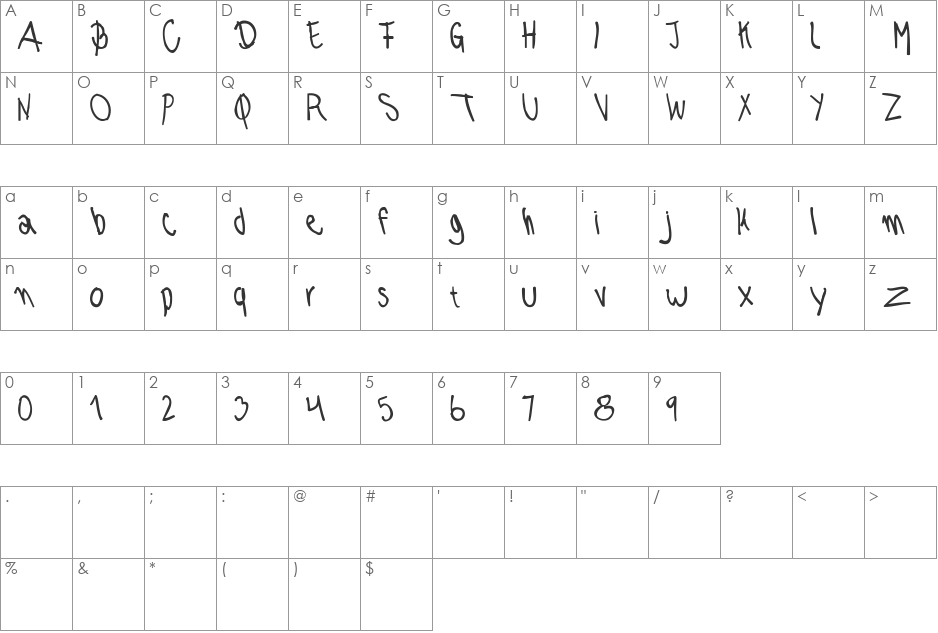 morena font character map preview