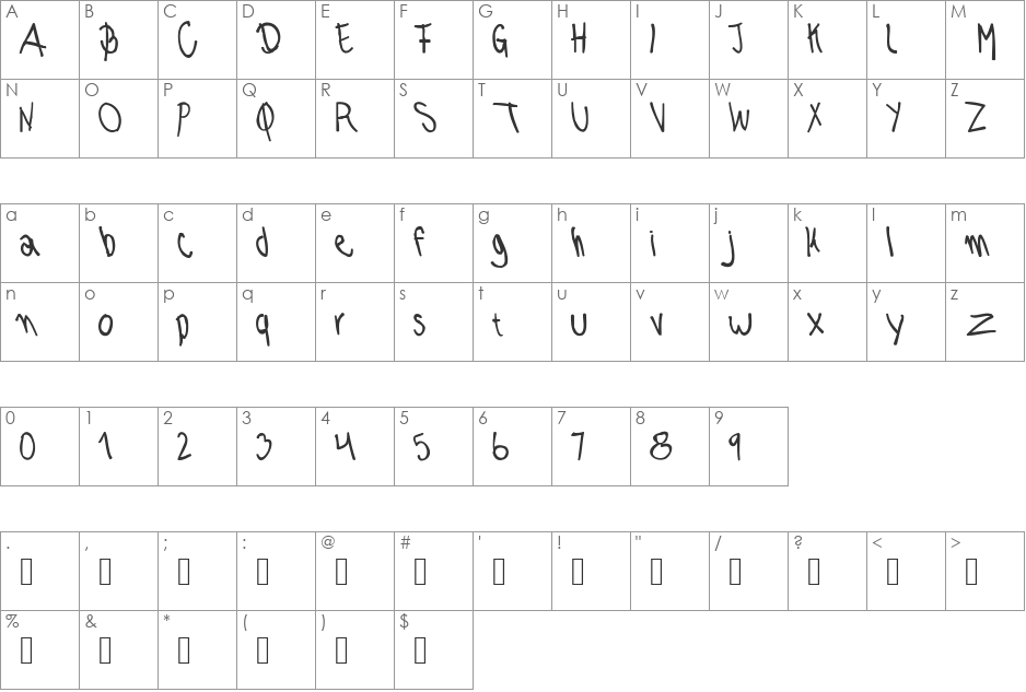 morena font character map preview