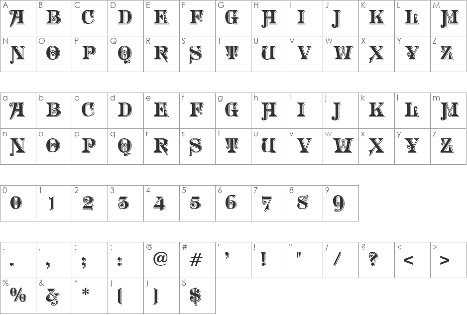 Morgan font character map preview