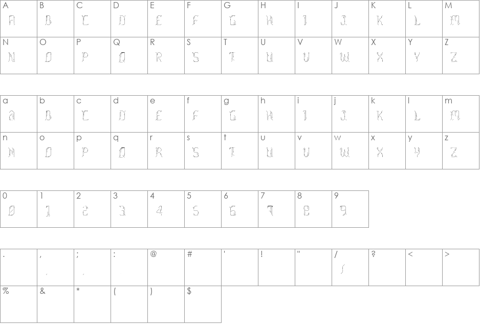 Morgenstern font character map preview