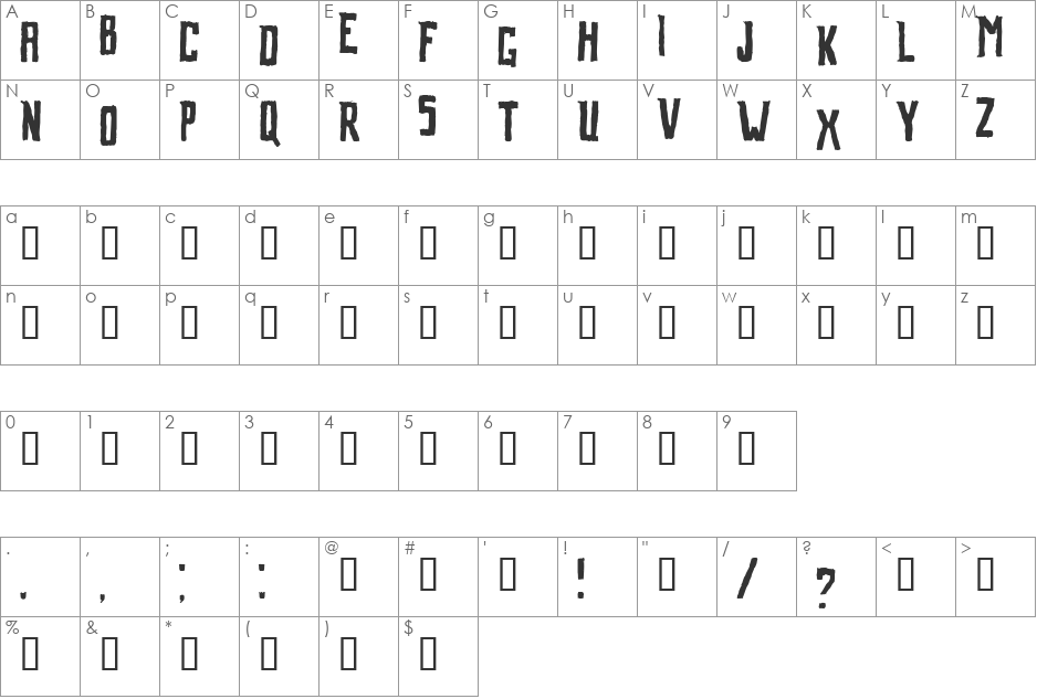 mOrinPack2 font character map preview