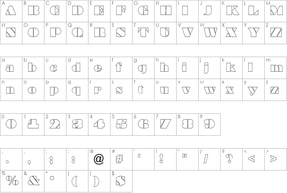 a_BraggaOtl font character map preview