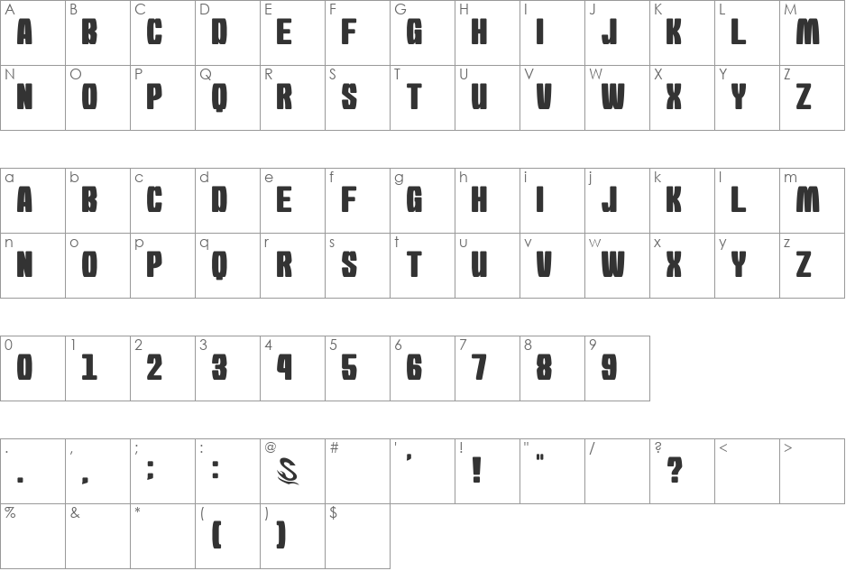 Morning Karashi font character map preview