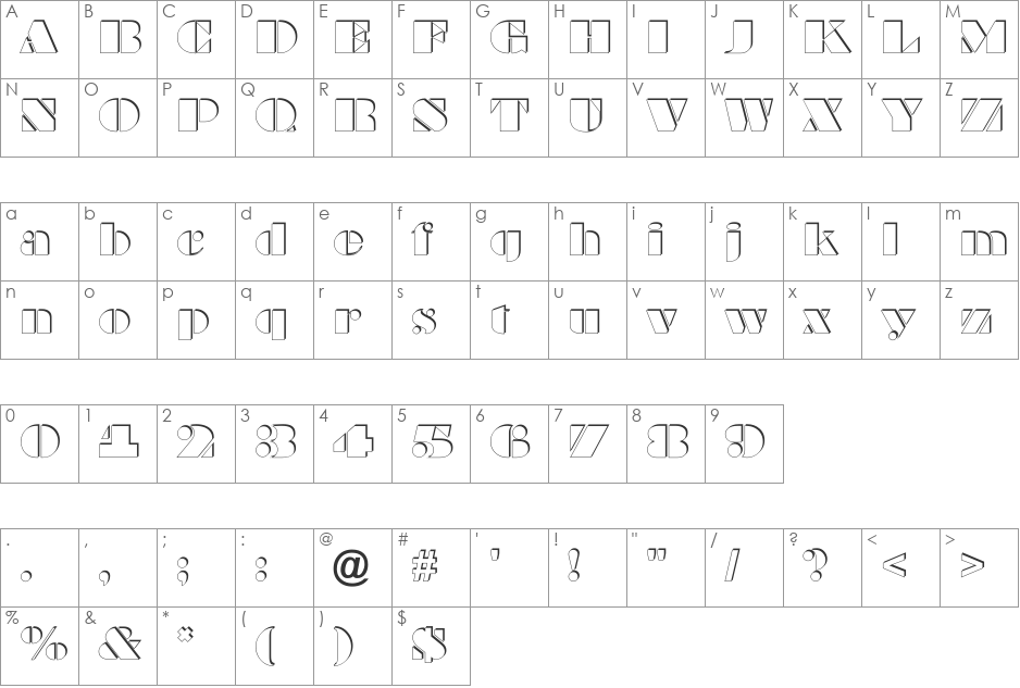 a_BraggaOtlSh font character map preview
