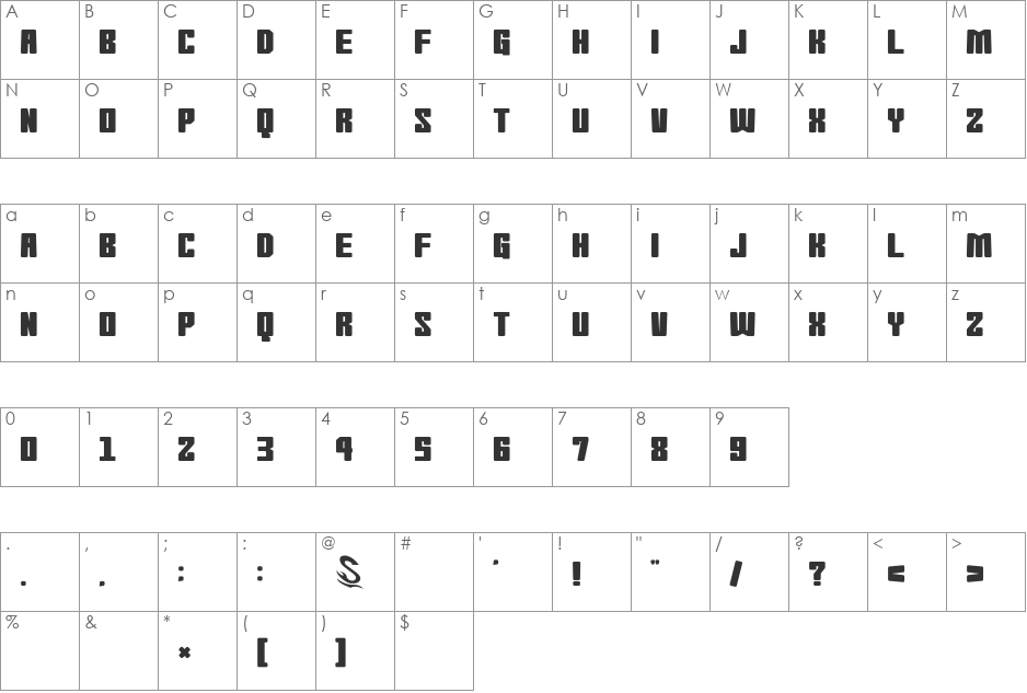 Morning Wasabi font character map preview