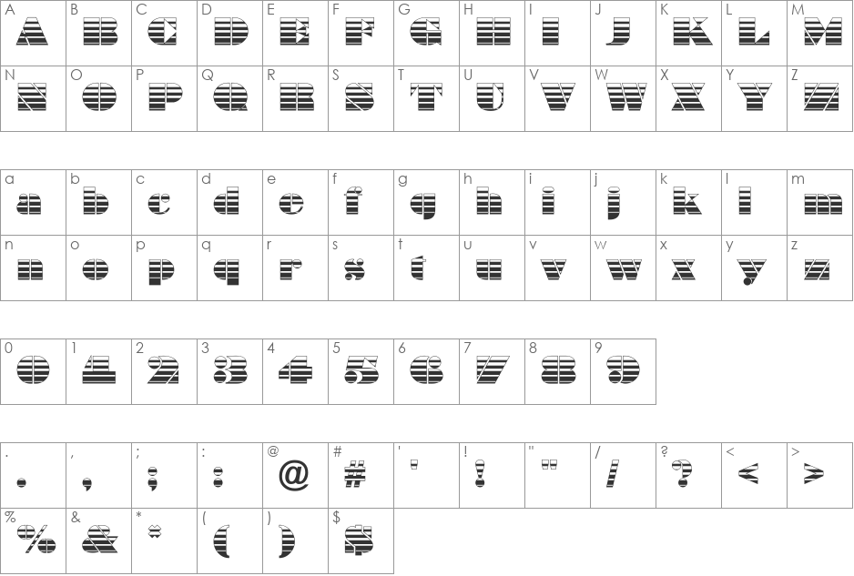 a_BraggaStrip font character map preview