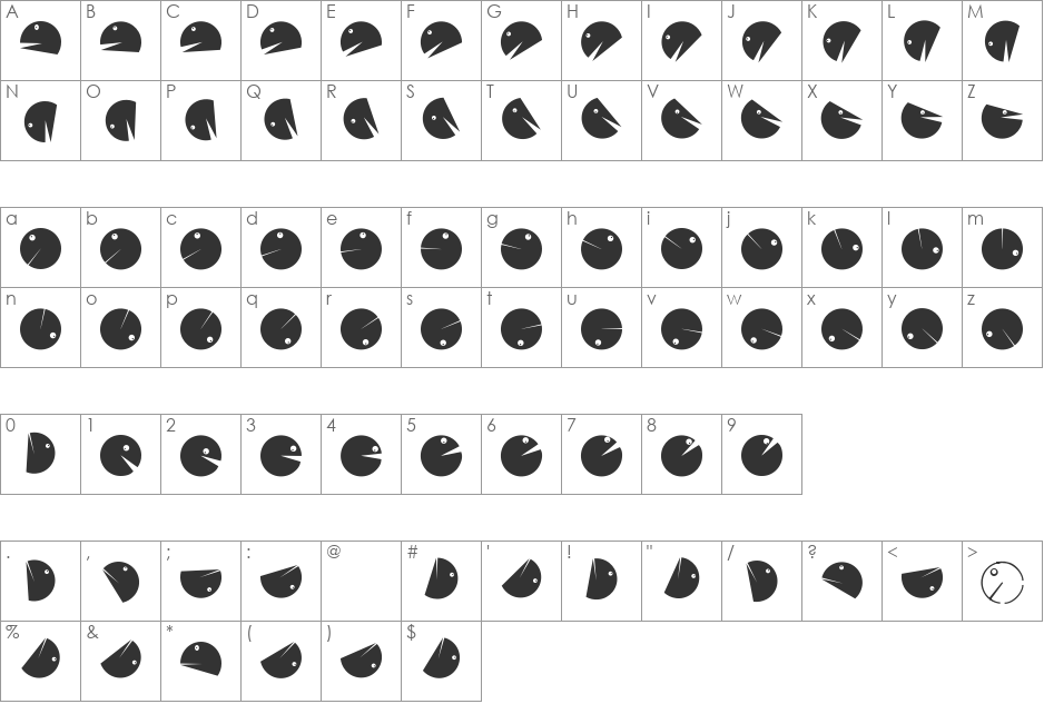 Morphes font character map preview