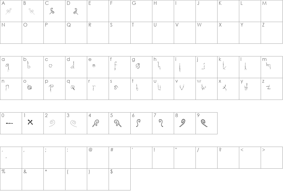Morphina2 font character map preview