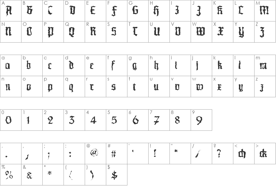 MorscheKnochen font character map preview