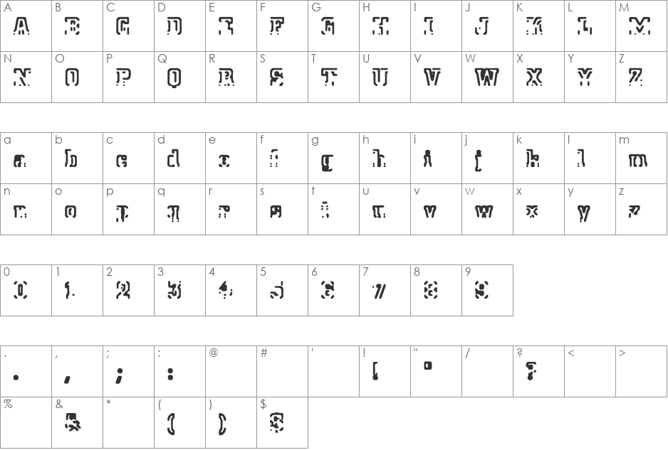 Morse 2050 font character map preview