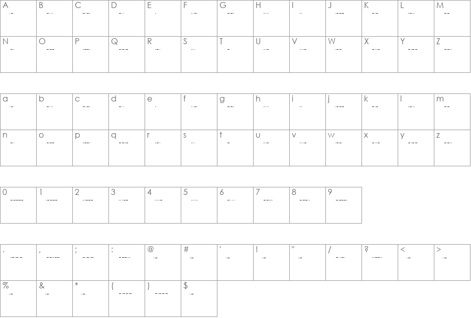 Morse Code font character map preview