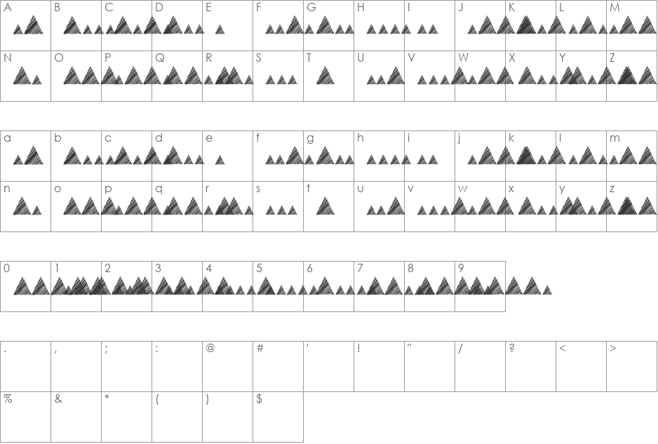 Morse Mountain Code font character map preview