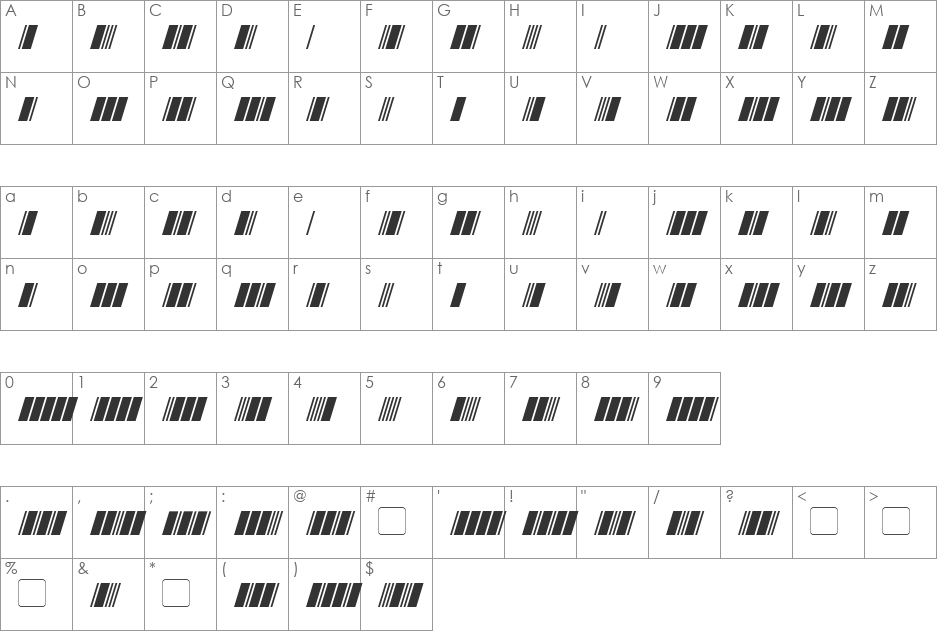 Morse Tech font character map preview