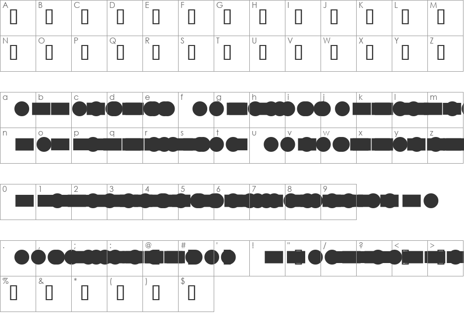 Morsig font character map preview