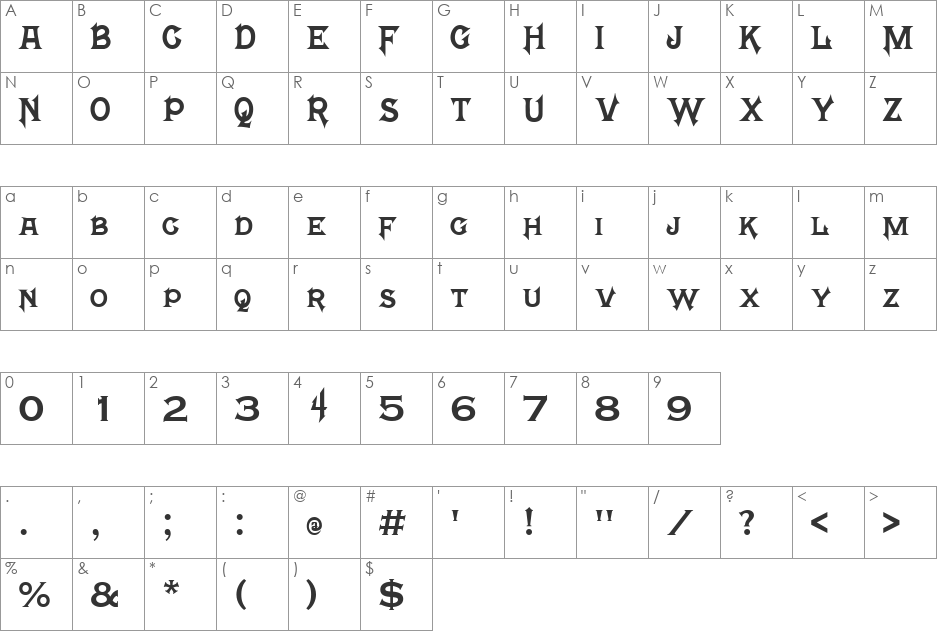 Mortal Kombat Mythologies font character map preview