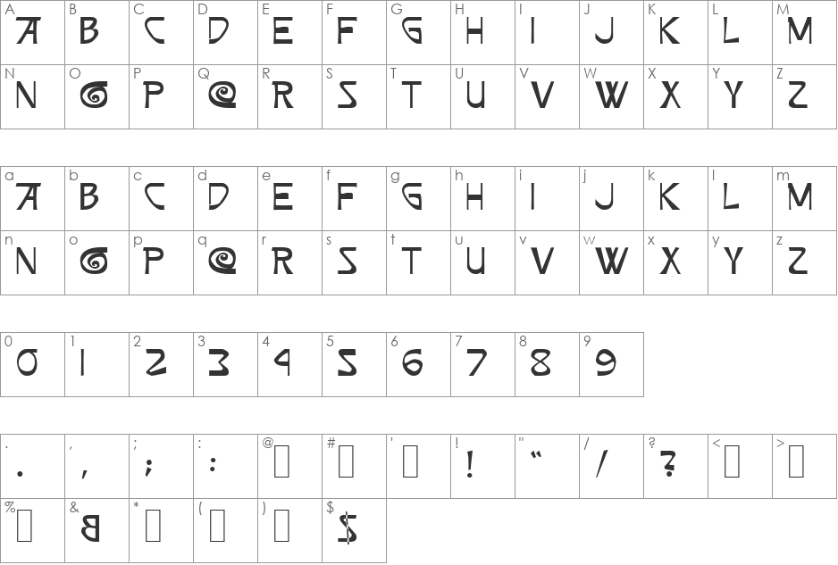 Morte e Vida Severina font character map preview