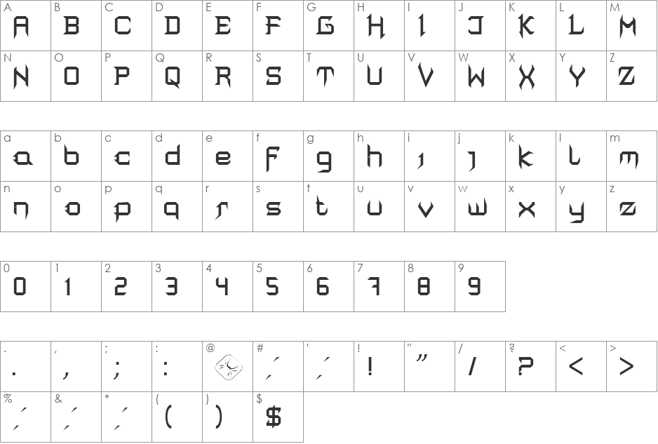 mortis font character map preview