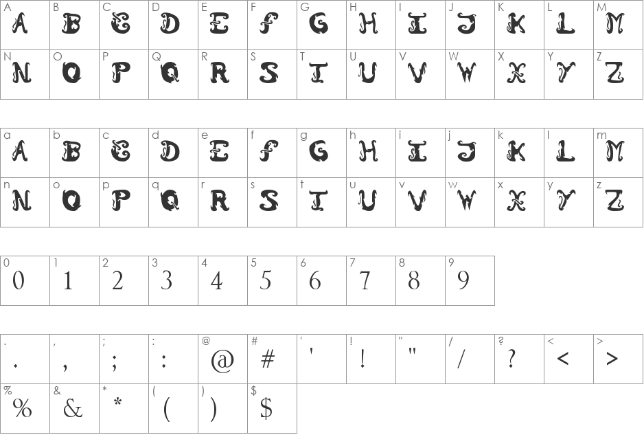 Morzo font character map preview