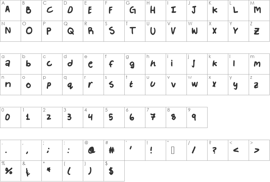 Mosaical font character map preview