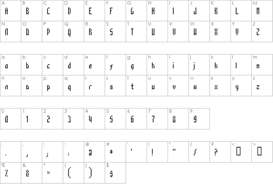 Mosaico font character map preview