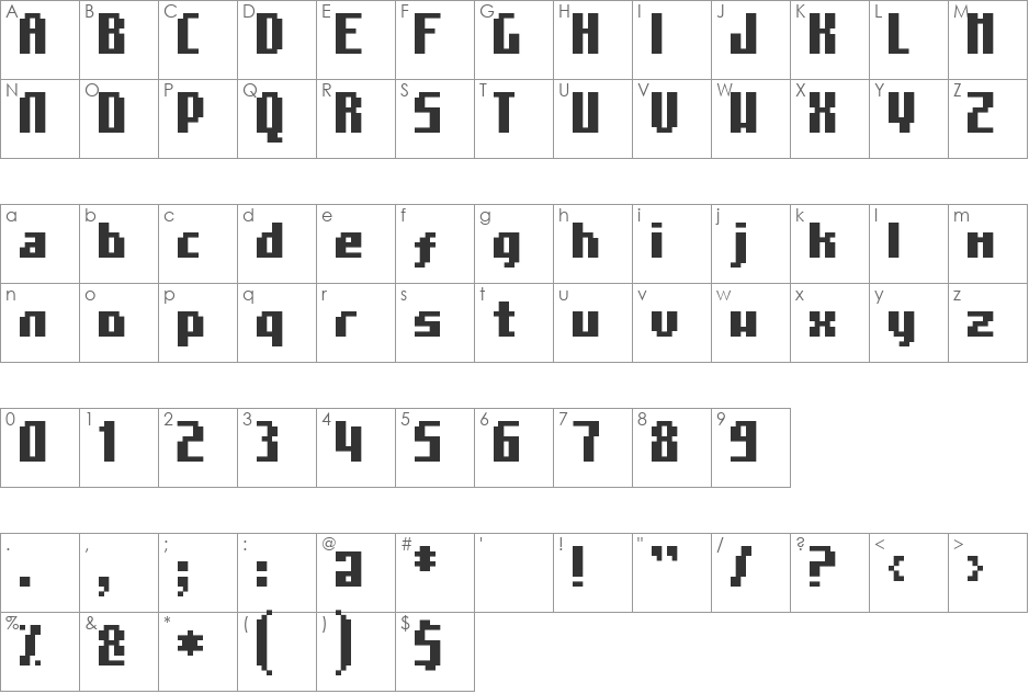MosaicoBlack font character map preview