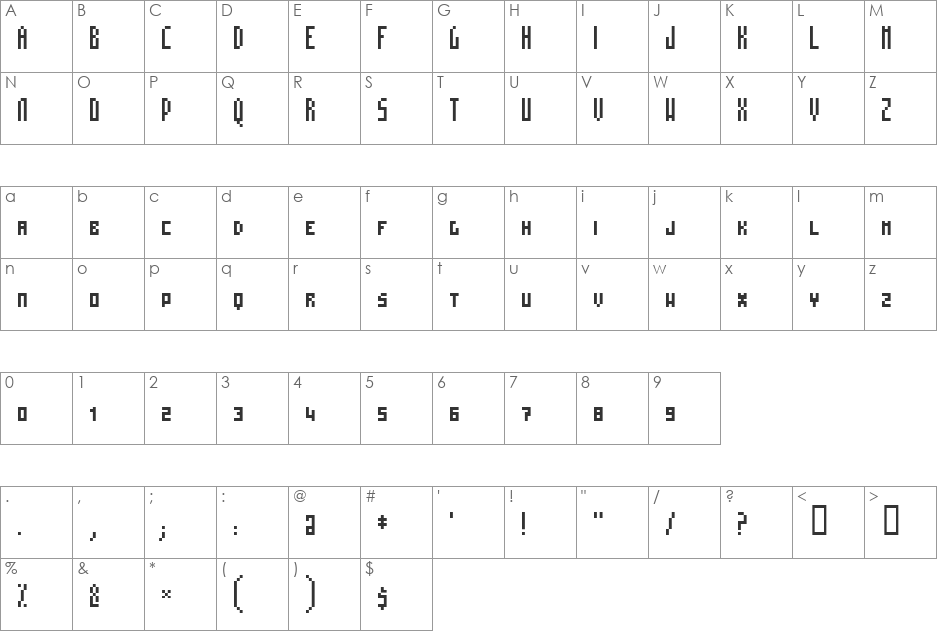MosaicoSC font character map preview