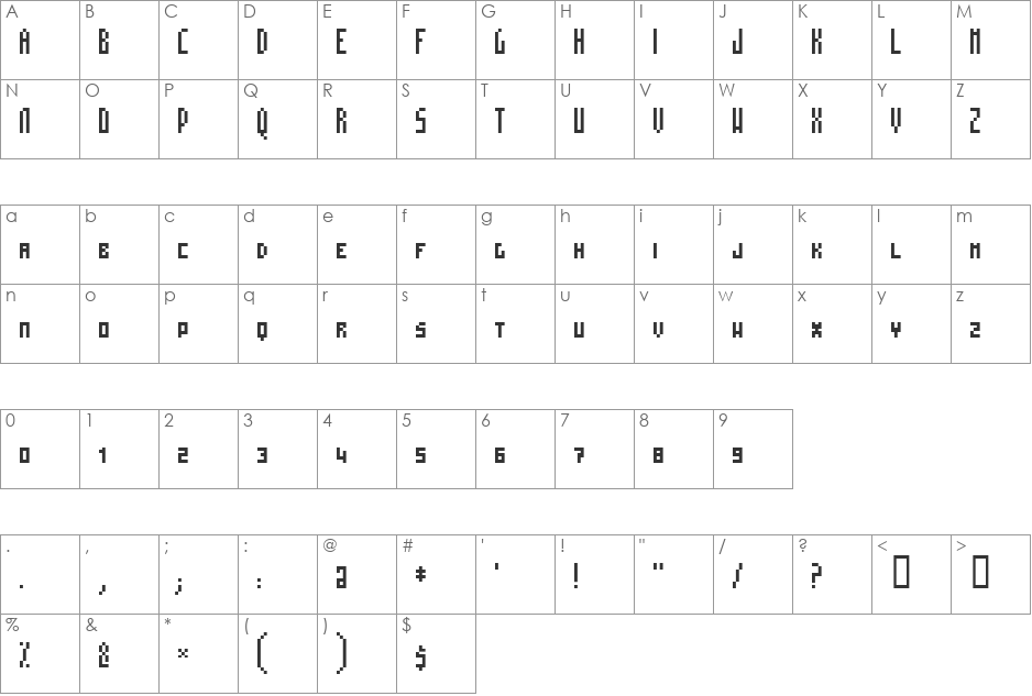 MosaicoTall font character map preview