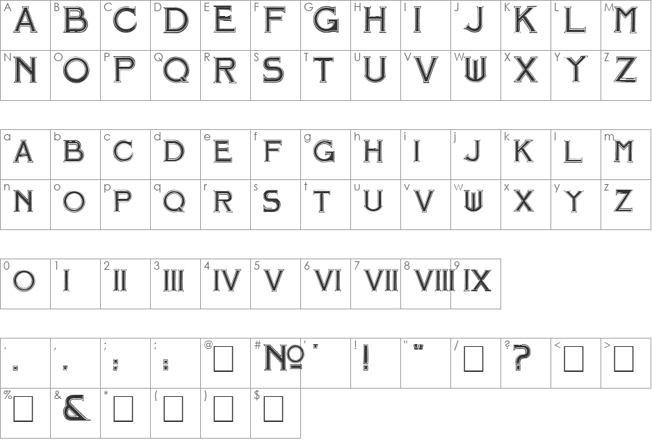 Mosaic_Solid font character map preview