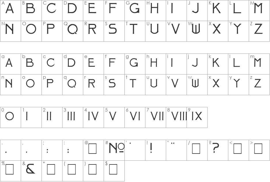 Mosaic_Solid font character map preview