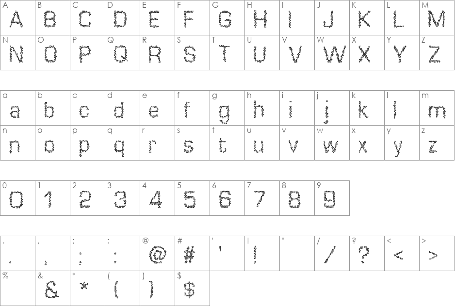 Mosaique font character map preview