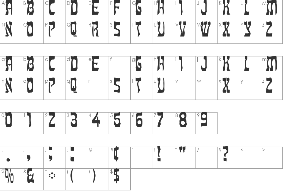 Moses-Light font character map preview