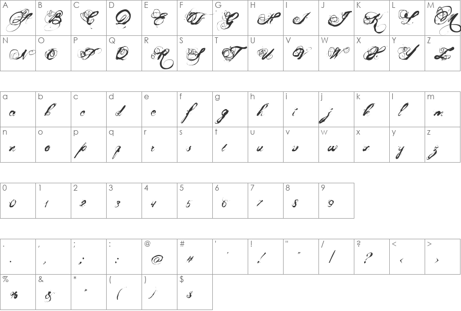 Mosh 1 font character map preview