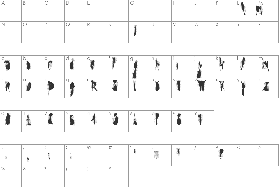 moskito screen font character map preview