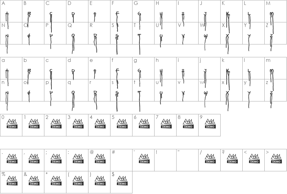 mOskU Alternative font character map preview