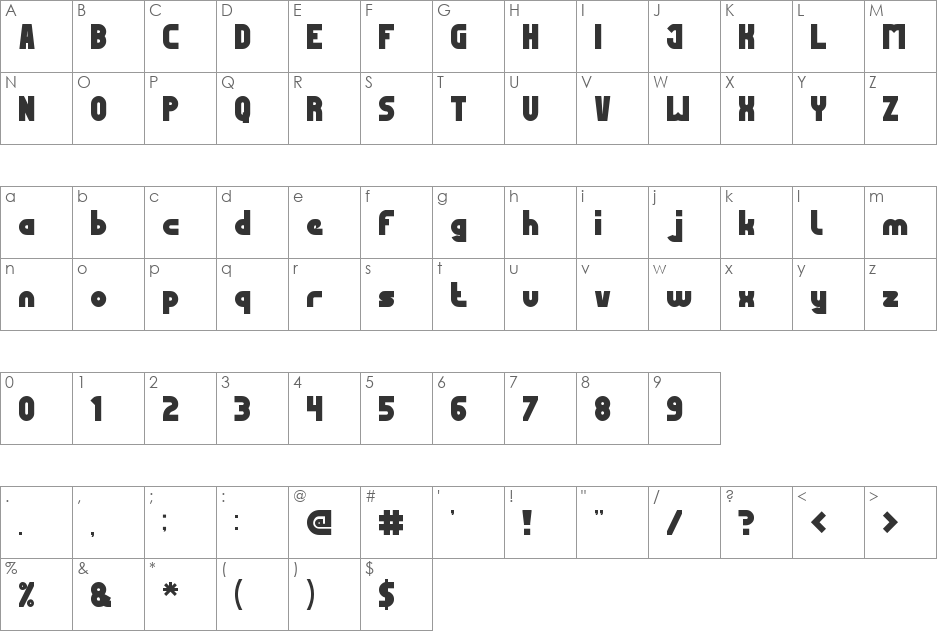 MOST FAMOUS font character map preview