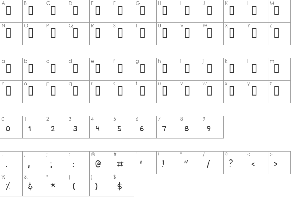 Motek Diet font character map preview