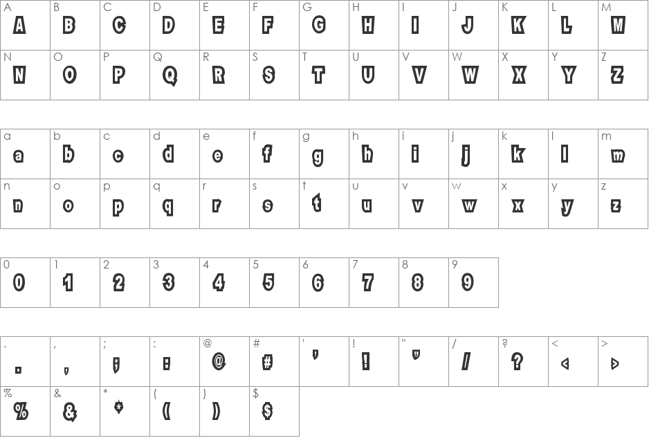 Motel Imperial font character map preview